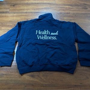 NEW SPORTY & RICH HEALTH AND WELLNESS NAVY BLUE ZIP UP SWEATSHIRT SZ EXTRA LARGE